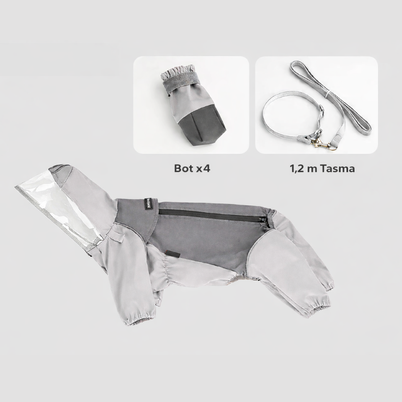 Premium Outdoor Köpek Yağmurluğu – Botlu ve Aksesuar Uyumlu Tasarım