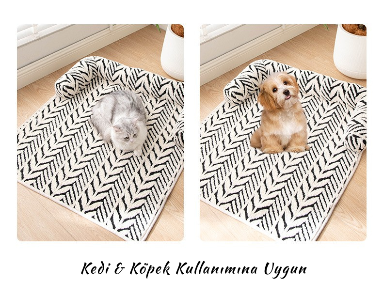 Peluş Kaymaz Evcil Hayvan Yatağı & Minderi