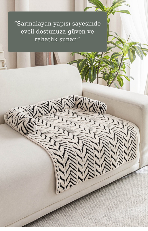 Peluş Kaymaz Evcil Hayvan Yatağı & Minderi