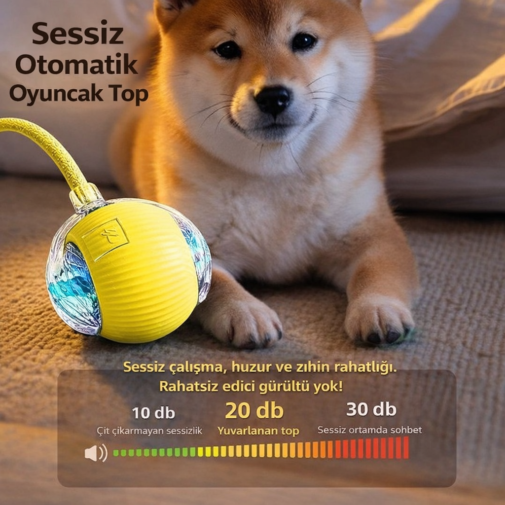 Otomatik Hareketli LED’li Köpek ve Kedi Oyuncak Topu