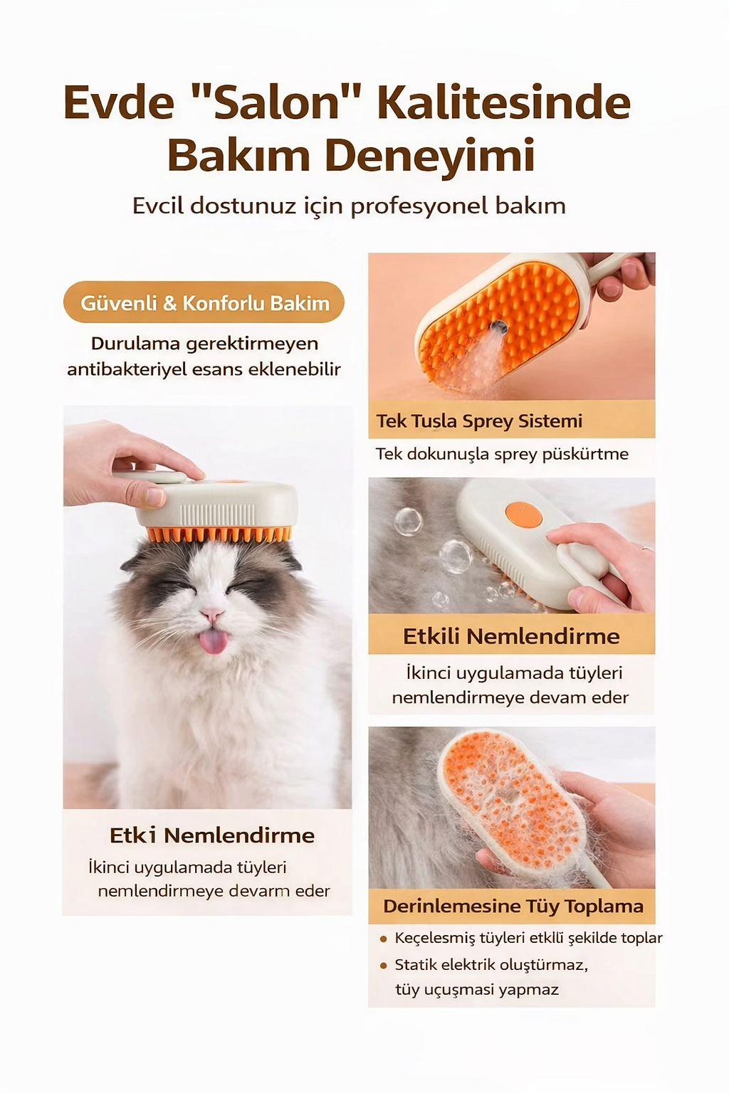 Kablosuz Şarjlı Spreyli Kedi & Köpek Tarağı