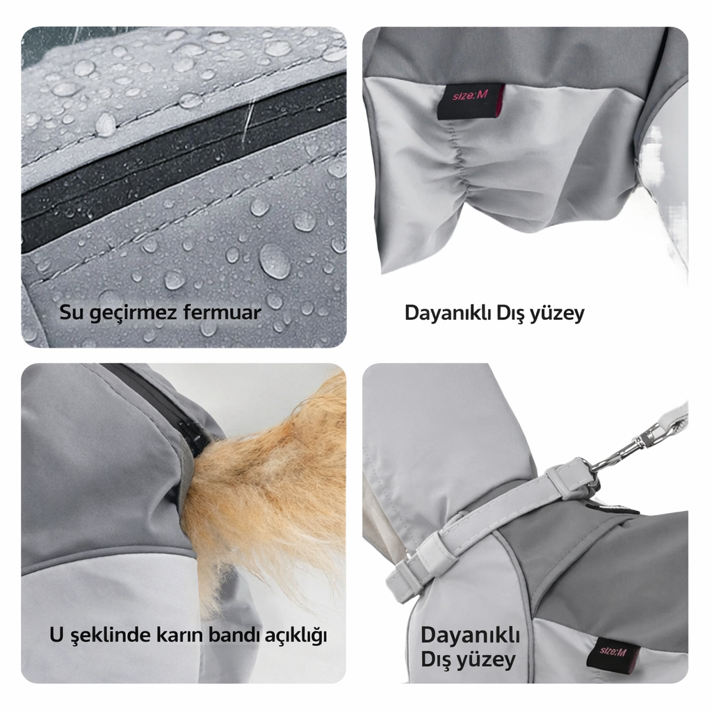 Premium Outdoor Köpek Yağmurluğu – Botlu ve Aksesuar Uyumlu Tasarım