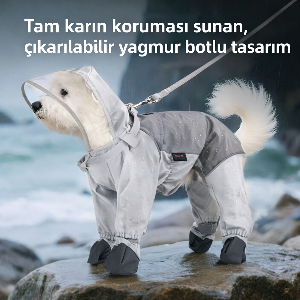 Premium Outdoor Köpek Yağmurluğu – Botlu ve Aksesuar Uyumlu Tasarım